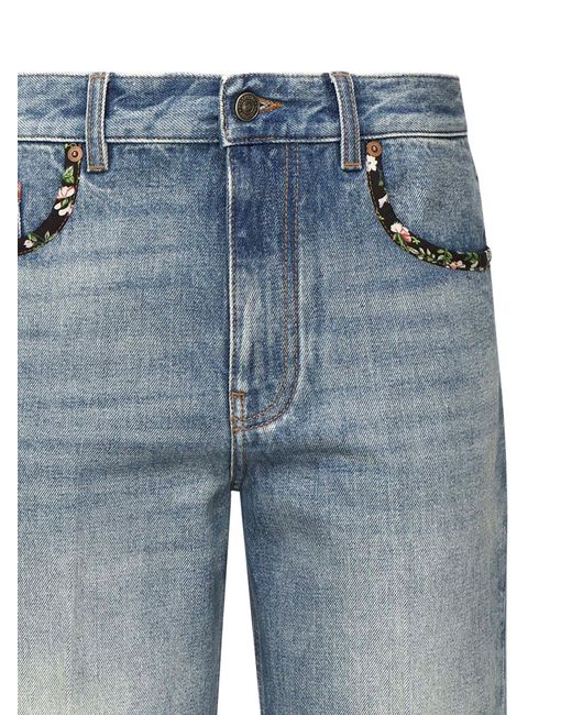 デニム・ジーパン VALENTINO GARAVANI DENIM JEANS WITH PRINTED EDGES Valentino Garavani Denim Jeans With Printed Edges in Blue | Lyst