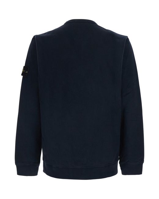 Stone Island Blue Hooded Zip-Up Sweatshirt Organic Cotton Sweatshirts for men