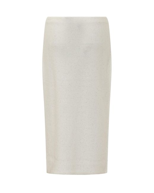 Fabiana Filippi White Sequins Skirt