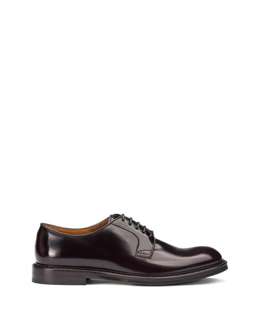 Doucal's White Derby Burgundy Brushed Leather for men