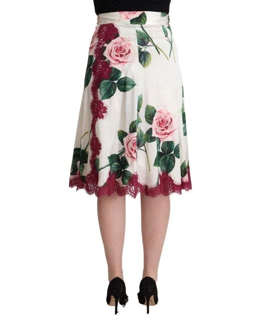Dolce & Gabbana Black Elegant Floral A-Line Midi Skirt