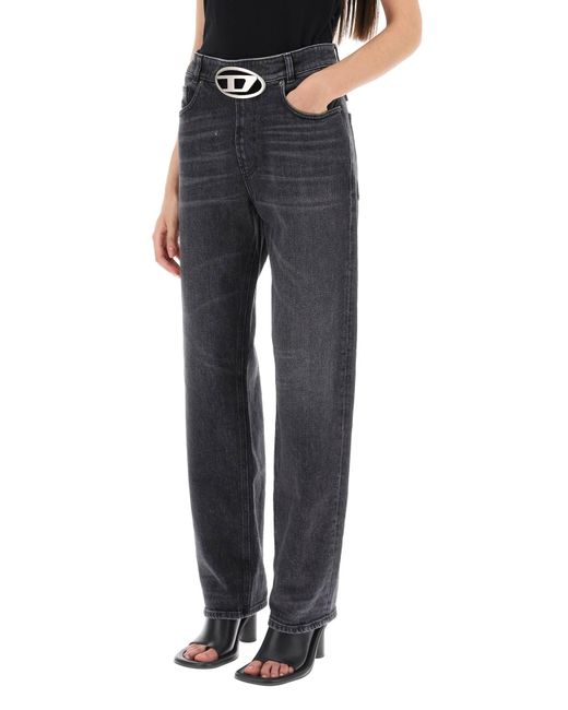 DIESEL Blue 'ark' Loose Jeans With Logo Buckle