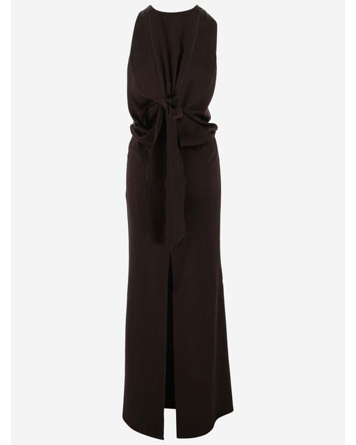 Blumarine Black Satin Maxi Dress