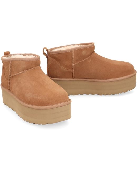 Ugg Brown Classic Ultra Mini Platform Boots Wool
