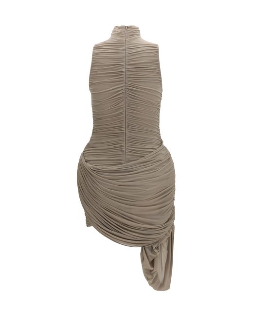 Magda Butrym Natural Draped High-Neck Dress Cupro; Elastane