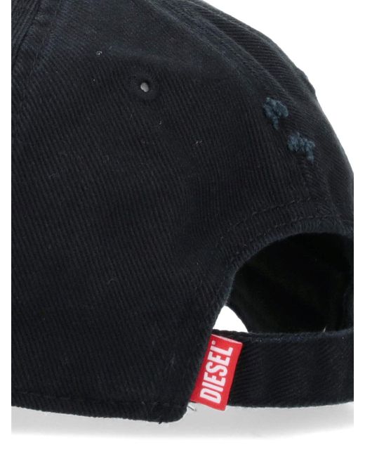 DIESEL Black Oval D Baseball Cap for men