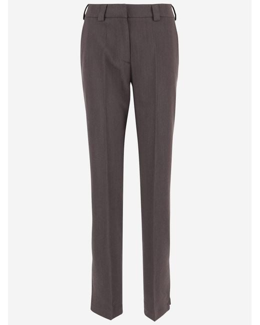 DARKPARK Gray Long Pants Viscose Blend Ramie Trousers
