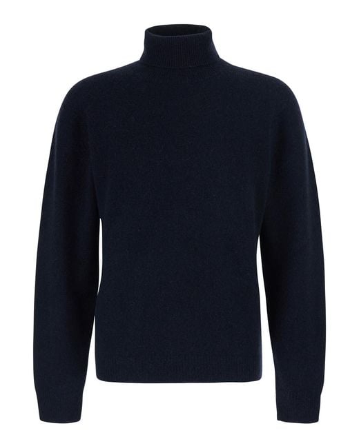 Roberto Collina Blue Turtleneck Sweater Wool Virgin Tops for men