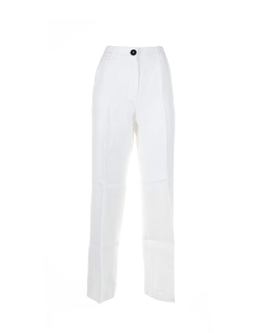 Marella White High-Waisted Trousers