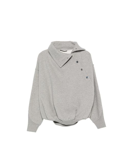 Sportmax Gray Asymmetric Press-Stud Sweatshirt
