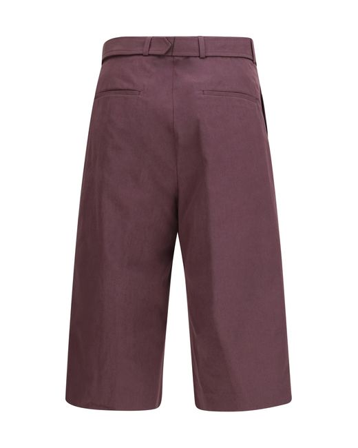 Dries Van Noten Purple Cotton Poplin Shorts Trousers for men
