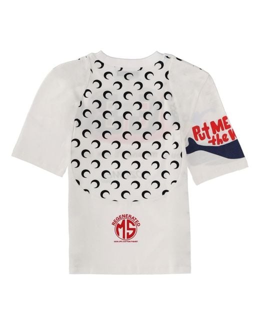 MARINE SERRE White "Regenerated Graphic" T-Shirt