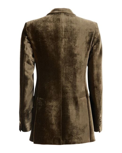 P.A.R.O.S.H. Black Double-Breasted Velvet Blazer, Viscose Blazers