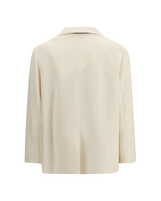 Brunello Cucinelli White Fluid Twill Jacket Viscose And Linen With Monile Viscose