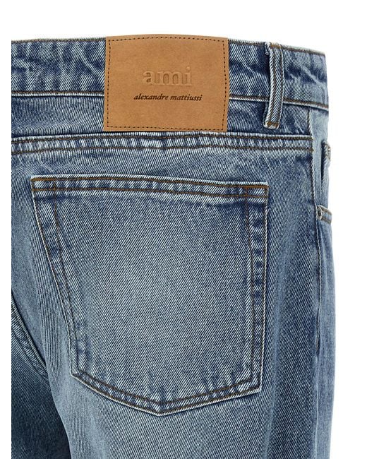 AMI Blue Cotton Straight-Leg Jeans Clothing for men