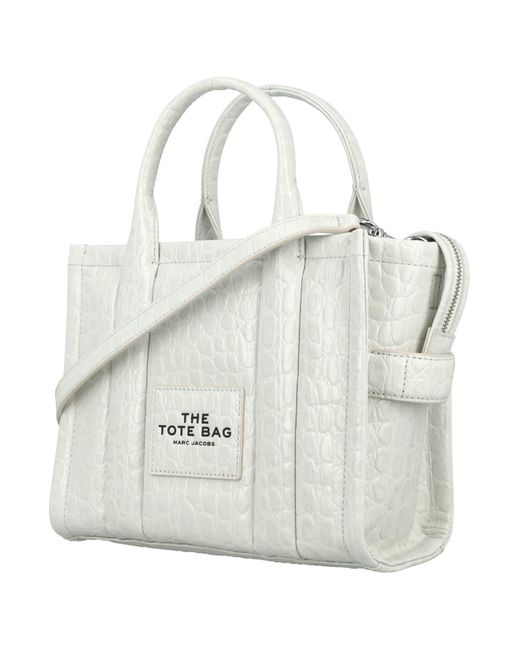 Marc Jacobs White The Croc-Embossed Small Tote Bag