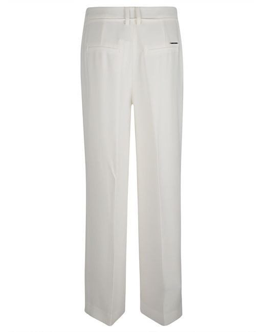 Calvin Klein White Structured Twill Wide Leg Trousers