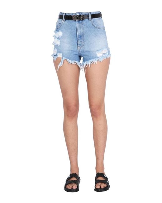 Gcds Blue Denim Shorts Cotton