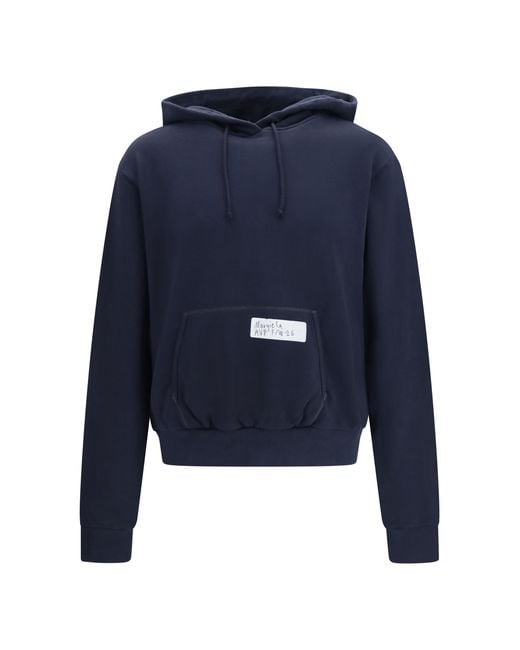 Maison Margiela Blue Hooded Sweatshirt With Central Pocket Cotton Sweatshirts for men