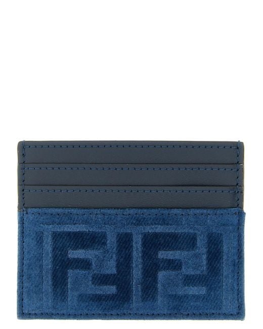 Fendi Blue Ff Denim Card Holder for men
