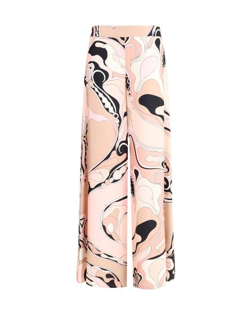 Emilio Pucci Pink Orchid Print Silk Pants