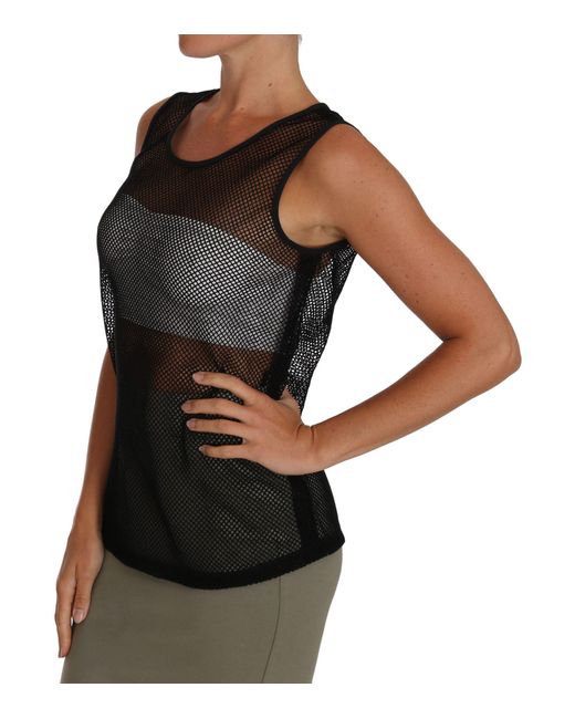 Dolce & Gabbana Black Mesh Transparent Blouse T-Shirt