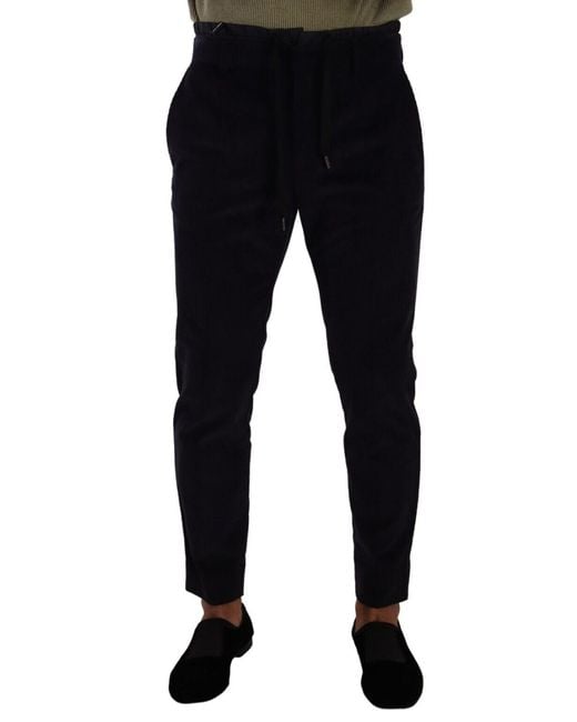 Dolce & Gabbana Black Cotton Skinny Corduroy Trouser Pants Polyester for men