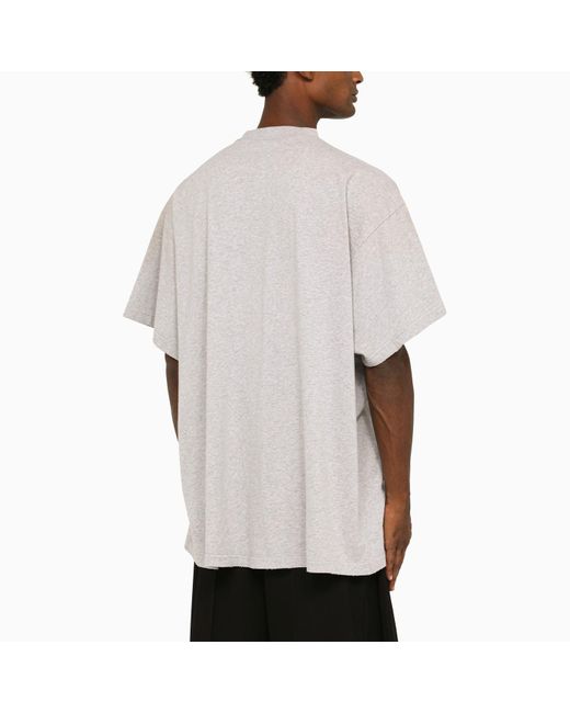 Balenciaga Gray Oversize Melange Crew-neck T-shirt for men