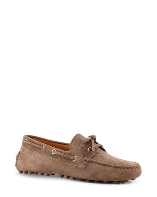 Tod's Brown Suede Loafers With Gomminos Detail