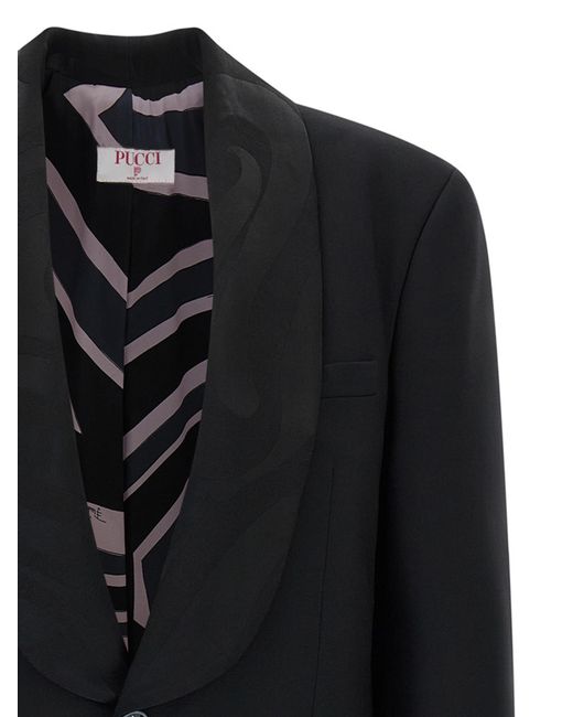 Emilio Pucci Black 'Labirinto' Single-Breasted Blazer