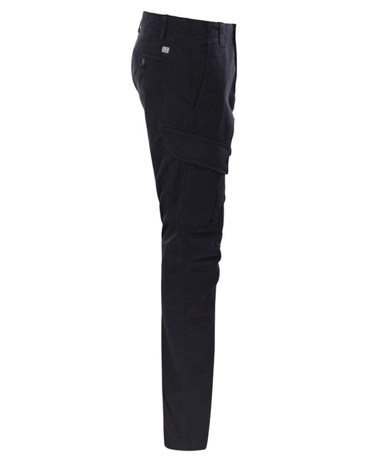 C P Company Blue Frosted Stretch Cotton Cargo Trousers for men