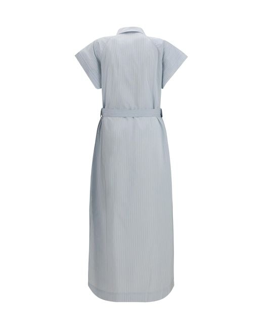 Jacob Cohen Gray Long Poplin Chemisier Dress Cupro; Cotton