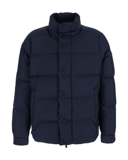 Heskimo Blue Short Down Jacket Tech Fabric Padded for men