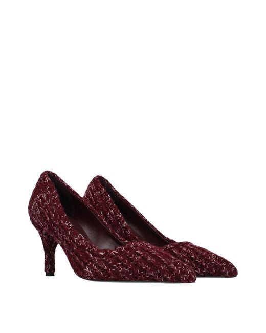 Prada Red Fabric Mid Heel Pumps