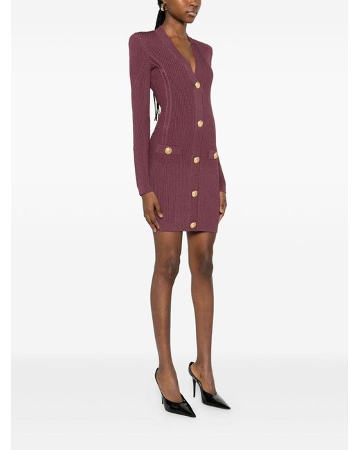 Balmain Purple Dresses Viscose Polyester