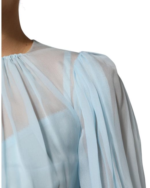 Dolce & Gabbana Pink Fuchsia Light Blue Silk Two Tone Midi Dress