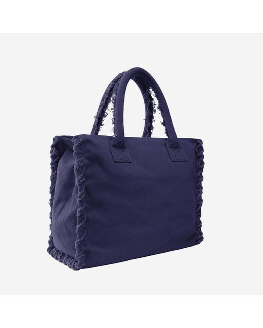 Pinko Blue Cotton Shopper Bag Handbags