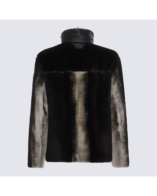 Salvatore Santoro Black Leather Degrade Jacket for men