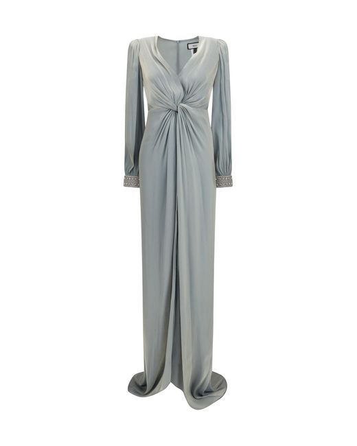 Nissa Gray Long Crossover Dress Polyester