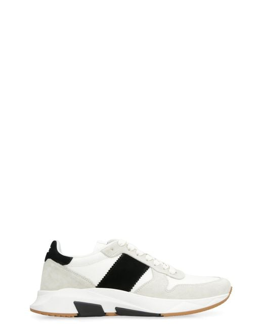 Tom Ford Black Leather And Fabric Low-top Sneakers for men