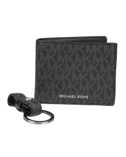 Michael Kors Black Slim Billfold Wallet With Keyring Box Set for men