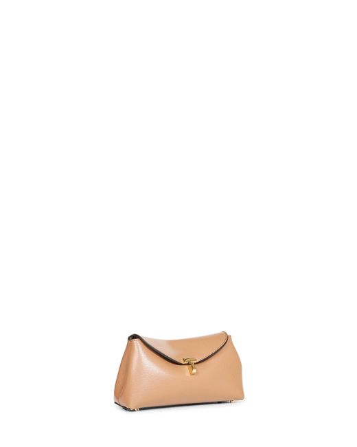 Totême Natural Clutch Bag Mini T-Lock Calf Leather Handbags