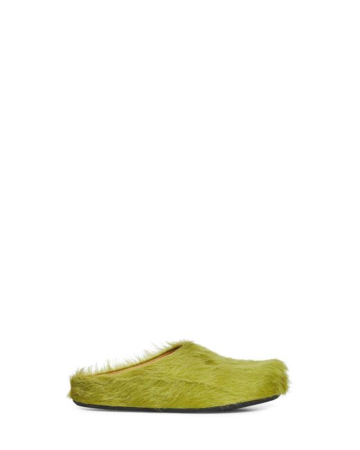 Marni Green Lime Long Hair Calfskin Fussbett Sabot for men