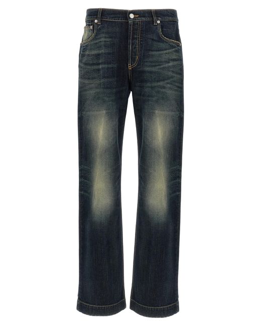 McQueen Blue Wide Leg Jeans for men