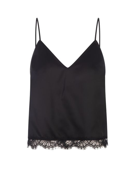 Alexander McQueen Black Satin Top With Lace