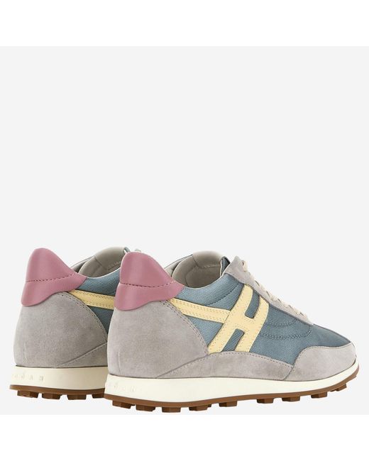 Hogan Blue Sneakers Leather & Technical Fabric And Rubber Trainers