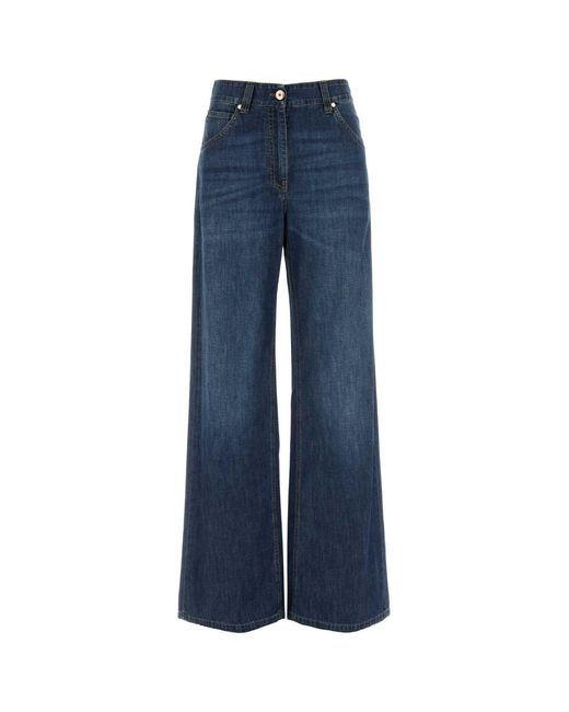 Brunello Cucinelli Blue Denim Wide-leg Jeans