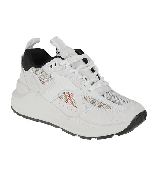 Burberry White Mesh & Suede Sneaker