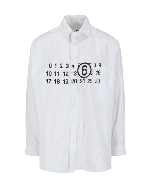 MM6 by Maison Martin Margiela White Patchwork Logo Shirt for men
