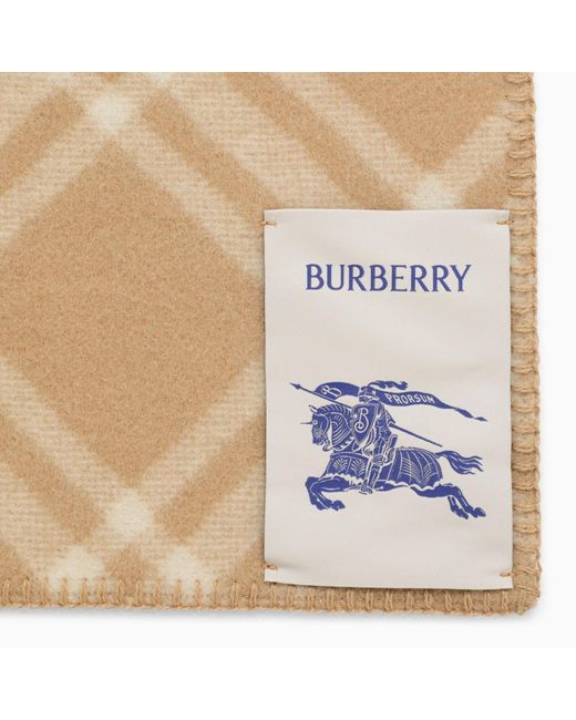 Burberry Natural Archive Beige Wool Scarf With Vintage Check Pattern for men